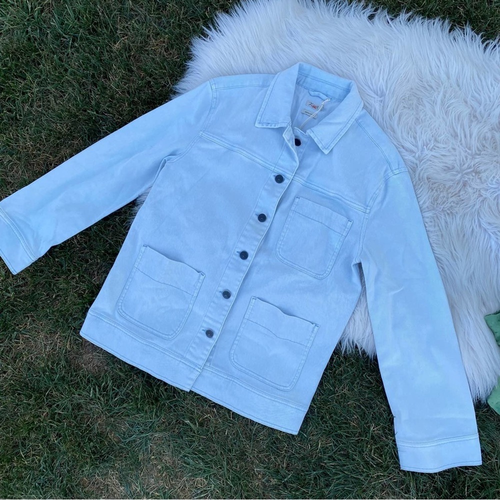 Faherty Sunwashed Chore Jacket Button Down Light … - image 3